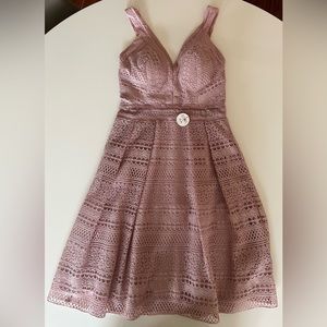 Chi Chi London Dusty Rose Crochet Dress